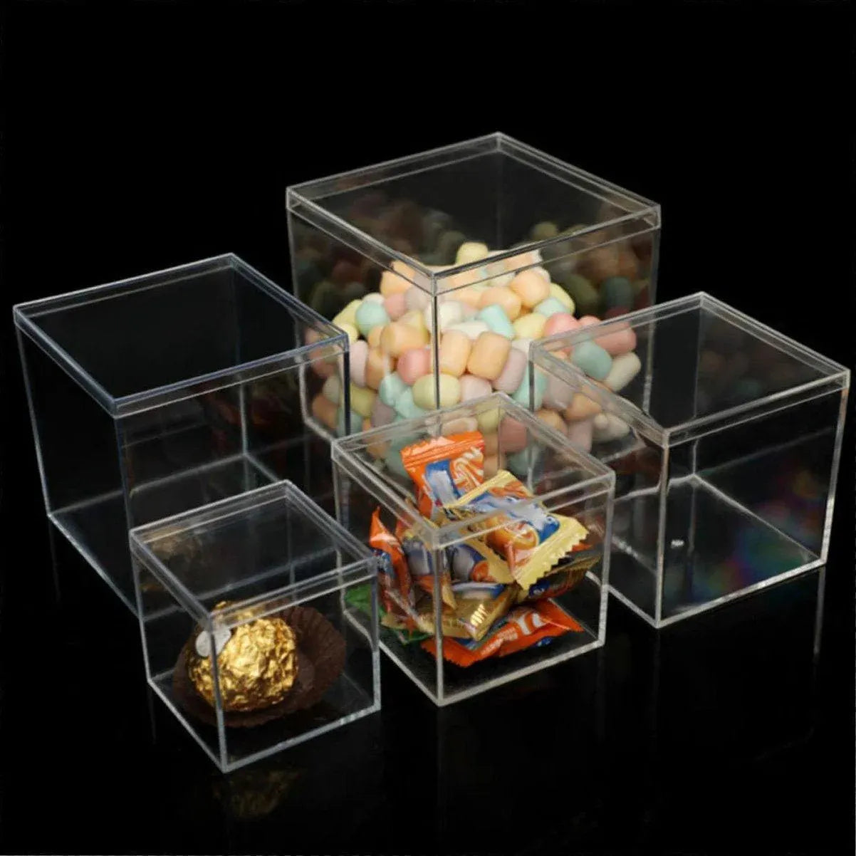 10pcs Clear Acrylic Plastic Boxes Square Storage Containers for Food  Small Item - 10pcs-85-85-85