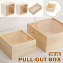 Solid Wood Storage Box with Acrylic Sliding Lid Pull Out Gift Packaging Case - 15x15x8cm