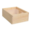 Solid Wood Storage Box with Acrylic Sliding Lid Pull Out Gift Packaging Case - 15x15x8cm