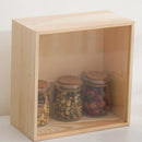 Solid Wood Storage Box with Acrylic Sliding Lid Pull Out Gift Packaging Case - 20x20x10cm