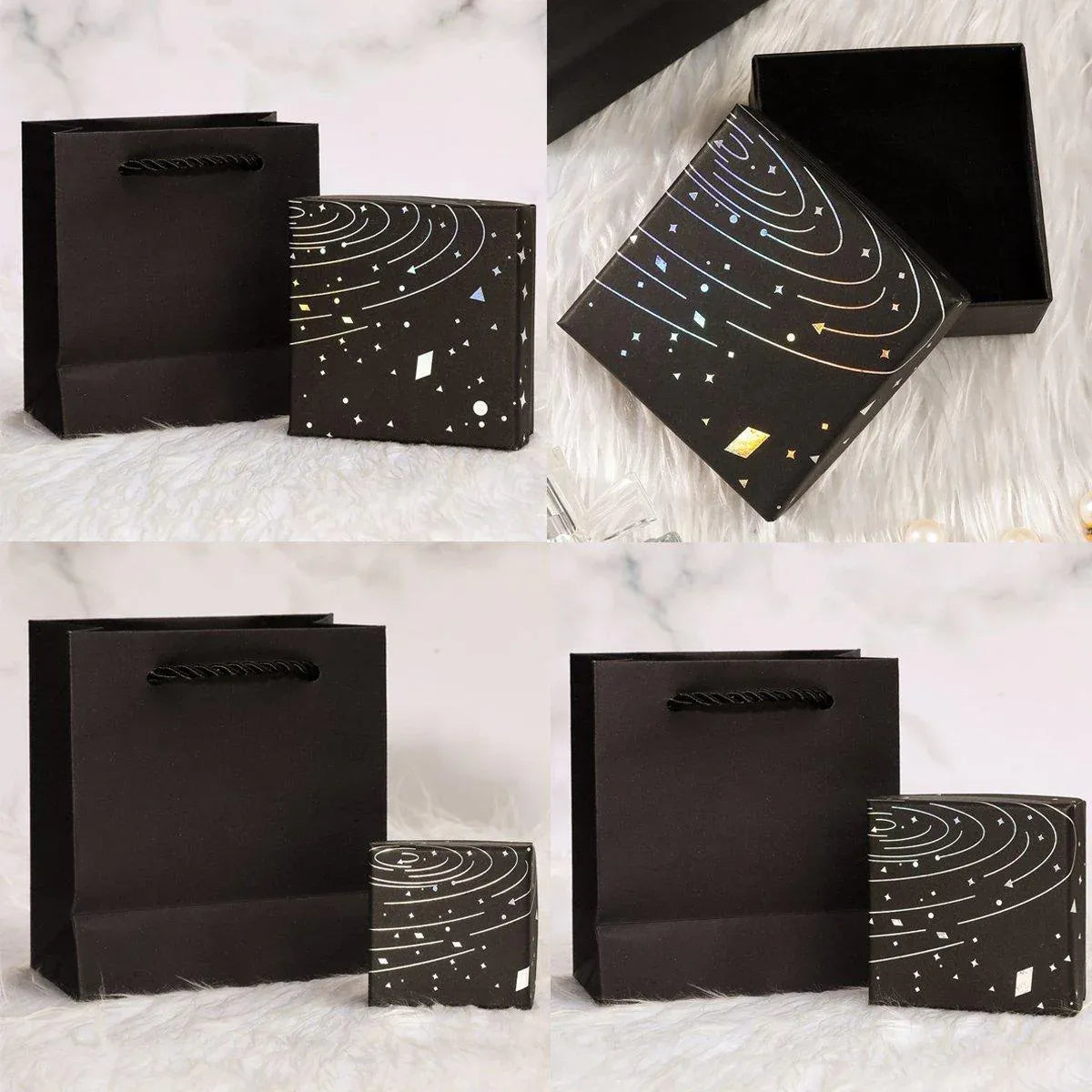 20x Holographic Silver Foil Jewelry Box for Earrings Bracelets Rings Packing Box - 5*5*3cm（Box）