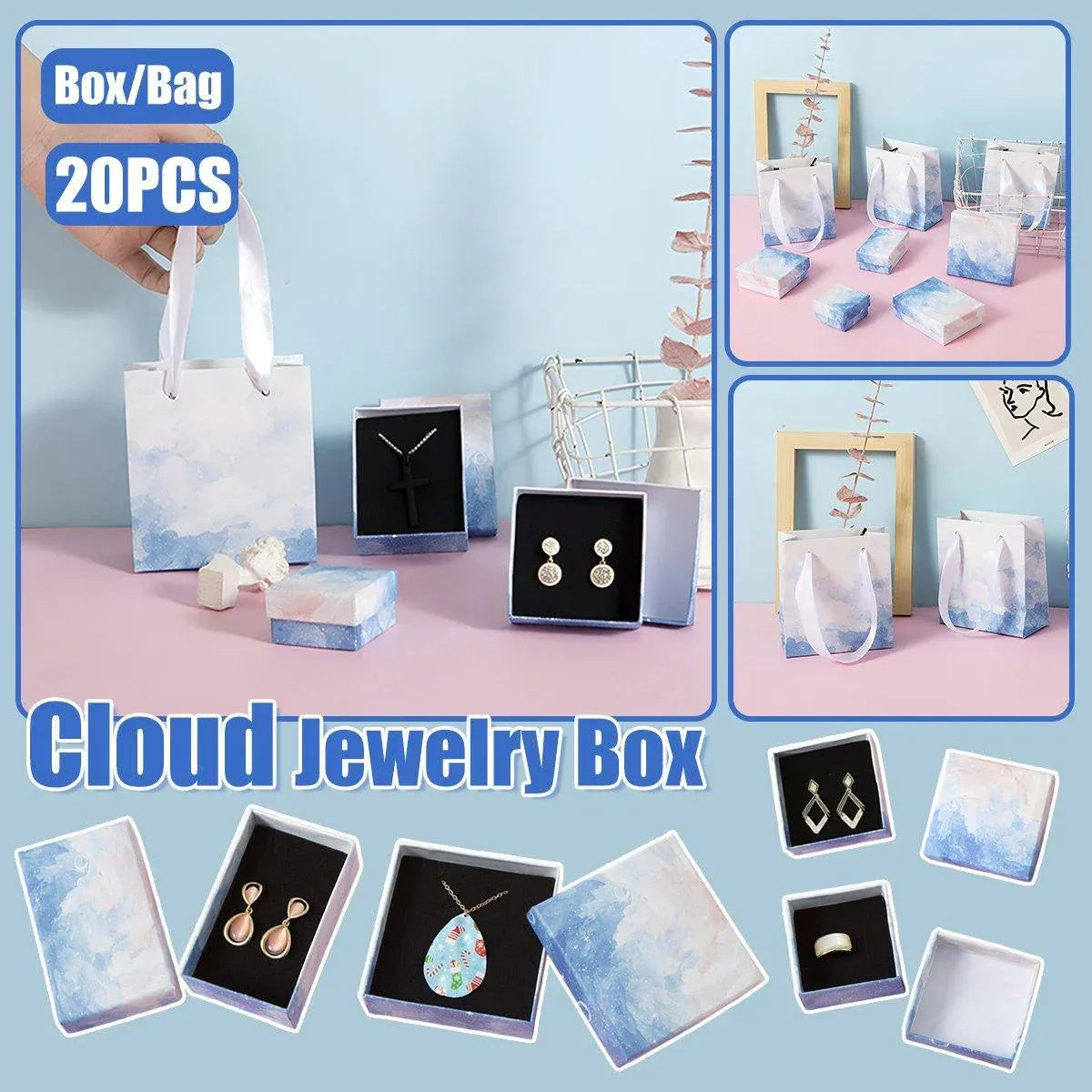 20PCS Cloud Jewelry Box Earrings Necklace Ring Bracelet DisplayOrganizer - 7*7*3cm（Box）