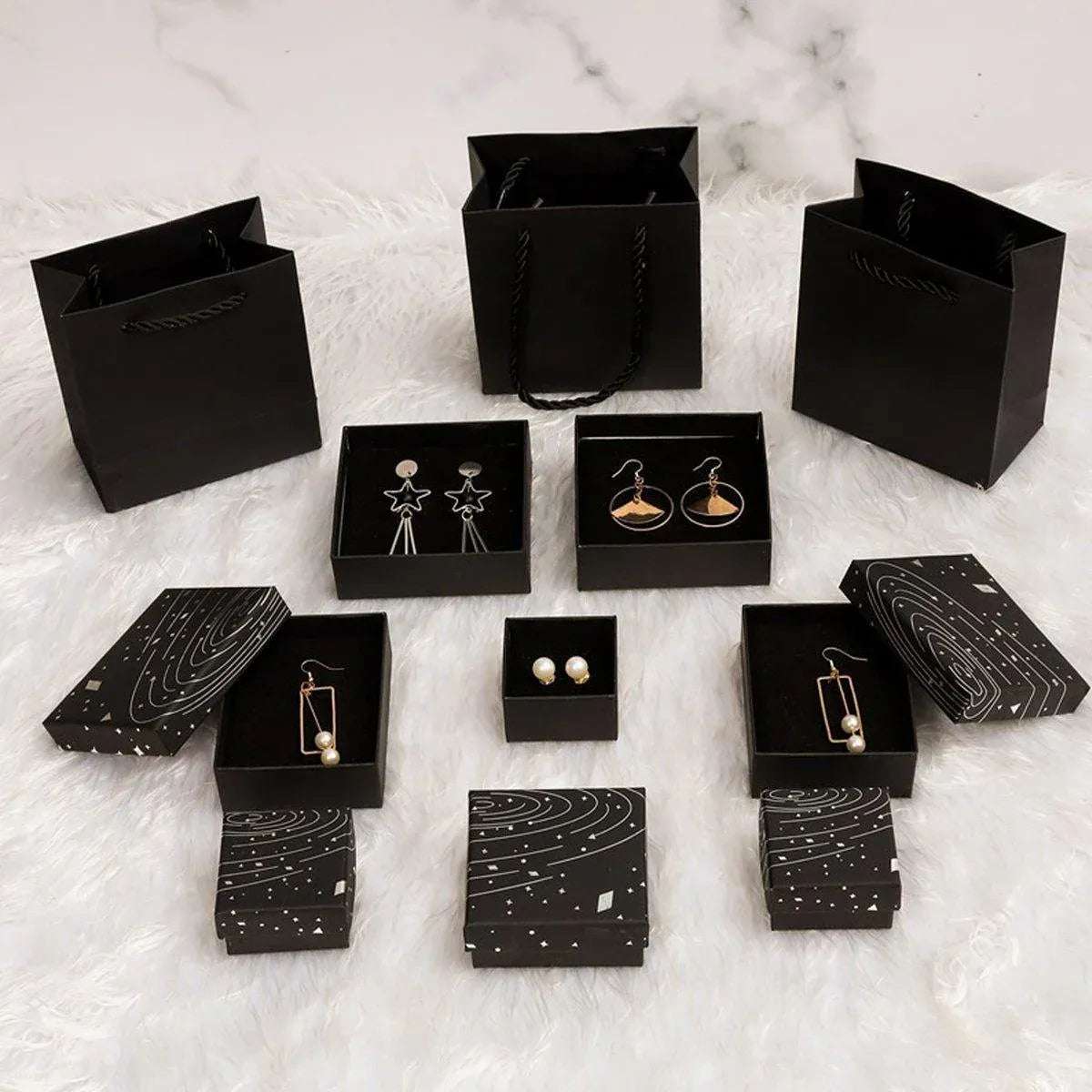 20x Holographic Silver Foil Jewelry Box for Earrings Bracelets Rings Packing Box - 7*9*3cm（Box）