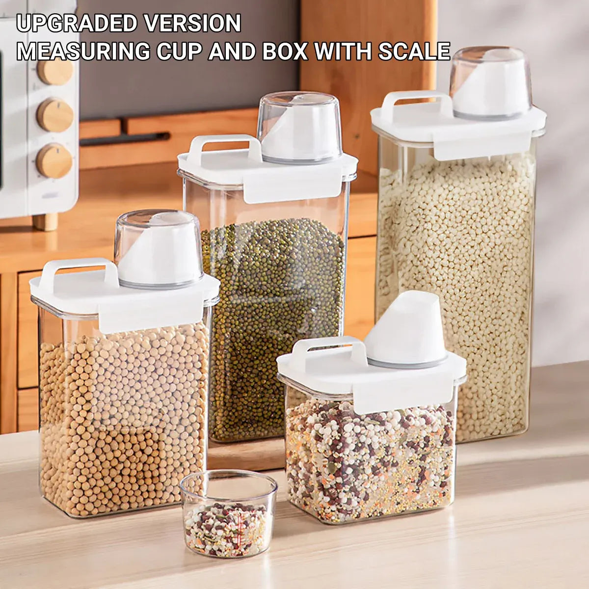 Sealed Household Grain Storage Box Transparent Rice Bucket Kitchen Storage - 2900ml