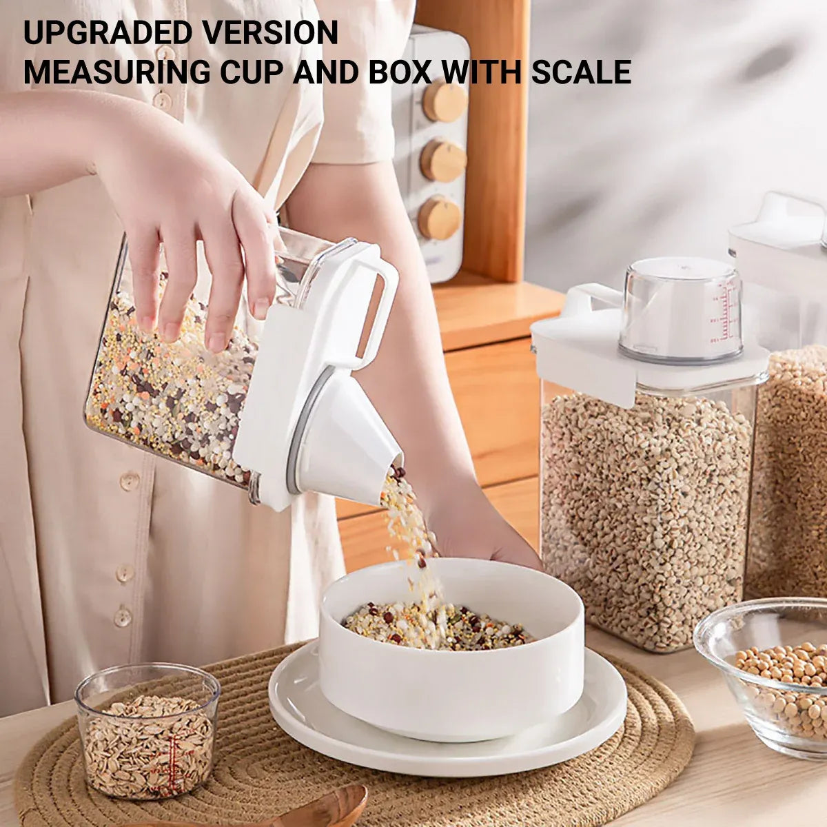Sealed Household Grain Storage Box Transparent Rice Bucket Kitchen Storage - 2900ml