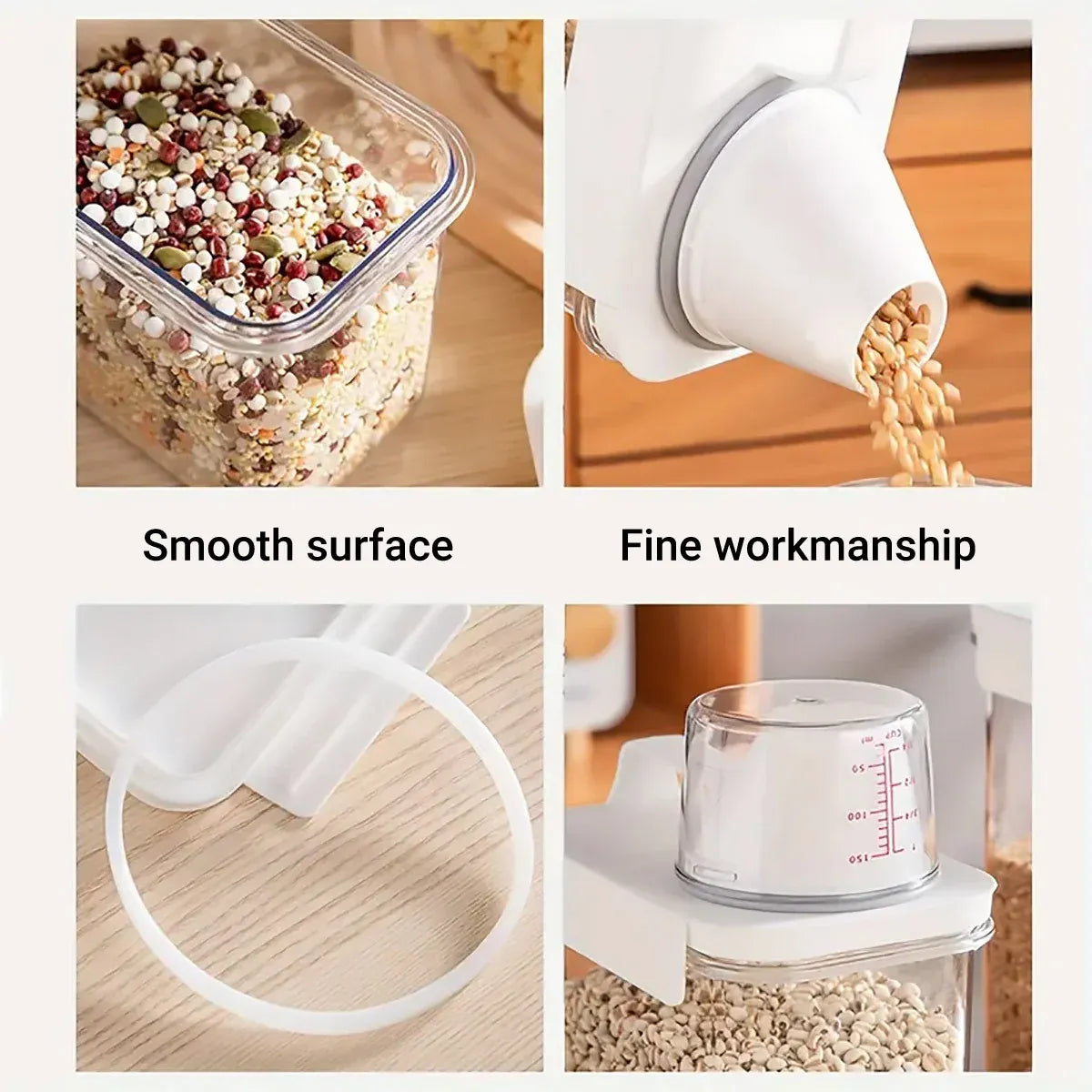 Sealed Household Grain Storage Box Transparent Rice Bucket Kitchen Storage - 2900ml