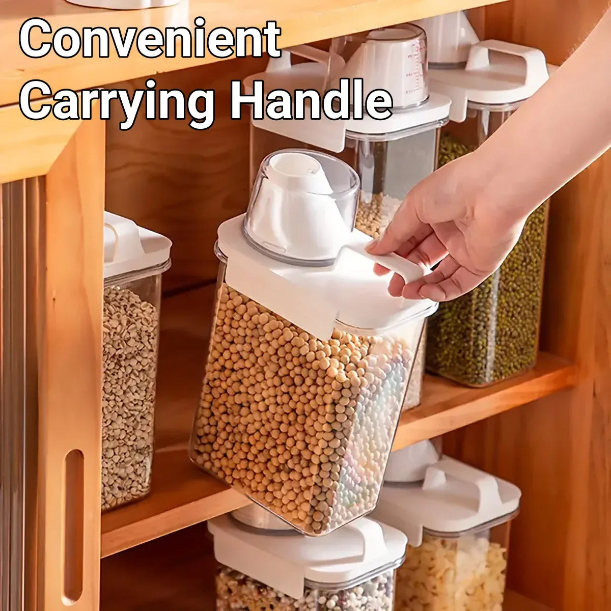 Sealed Household Grain Storage Box Transparent Rice Bucket Kitchen Storage - 2900ml