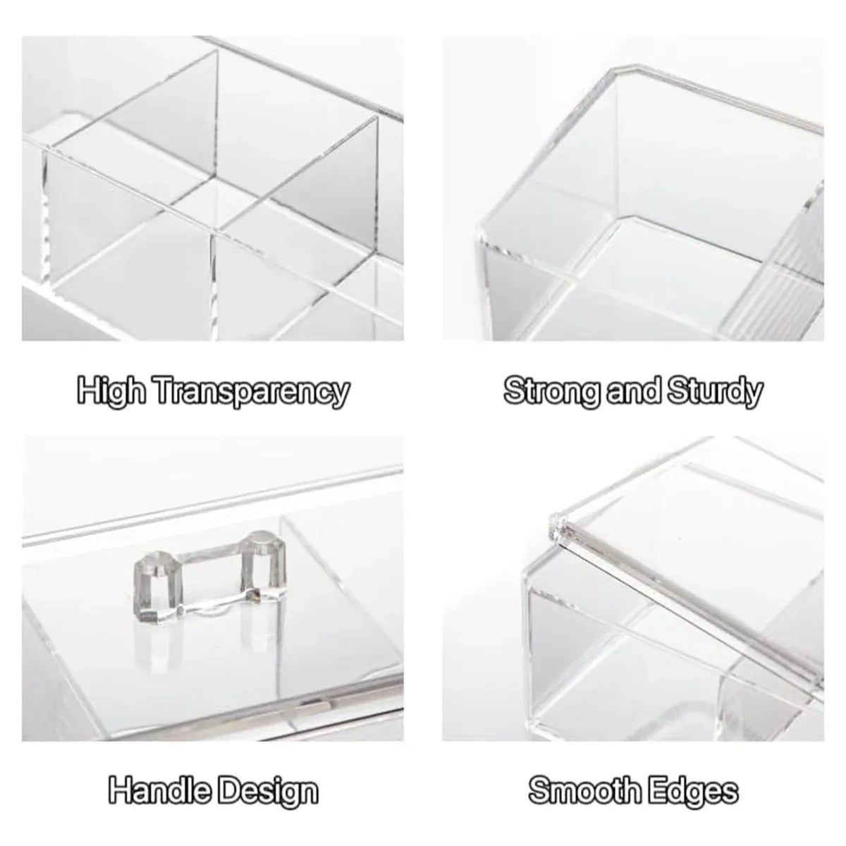 2PCS Multi-Function Plastic Storage Boxes with Lids Transparent for Home Use