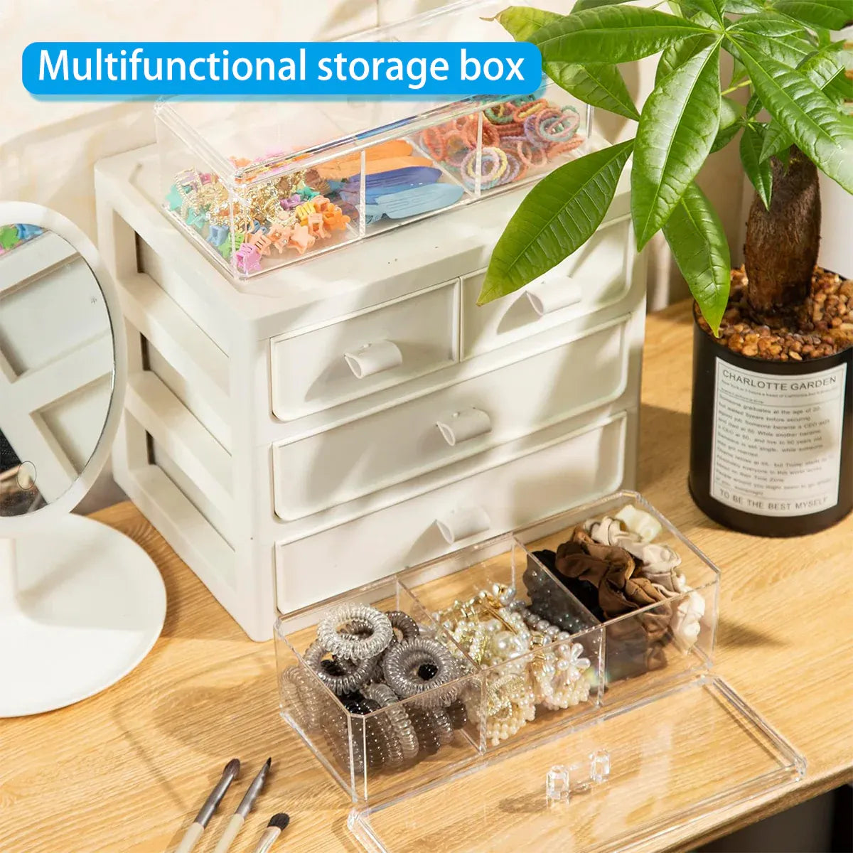 2PCS Multi-Function Plastic Storage Boxes with Lids Transparent for Home Use
