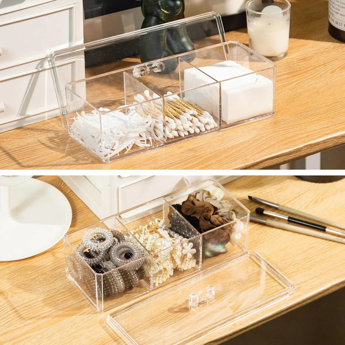 2PCS Multi-Function Plastic Storage Boxes with Lids Transparent for Home Use