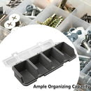 4-Grid Parts Storage Box Plastic Electronic Hardware Accessory Case with Lid ﻿ - Grey