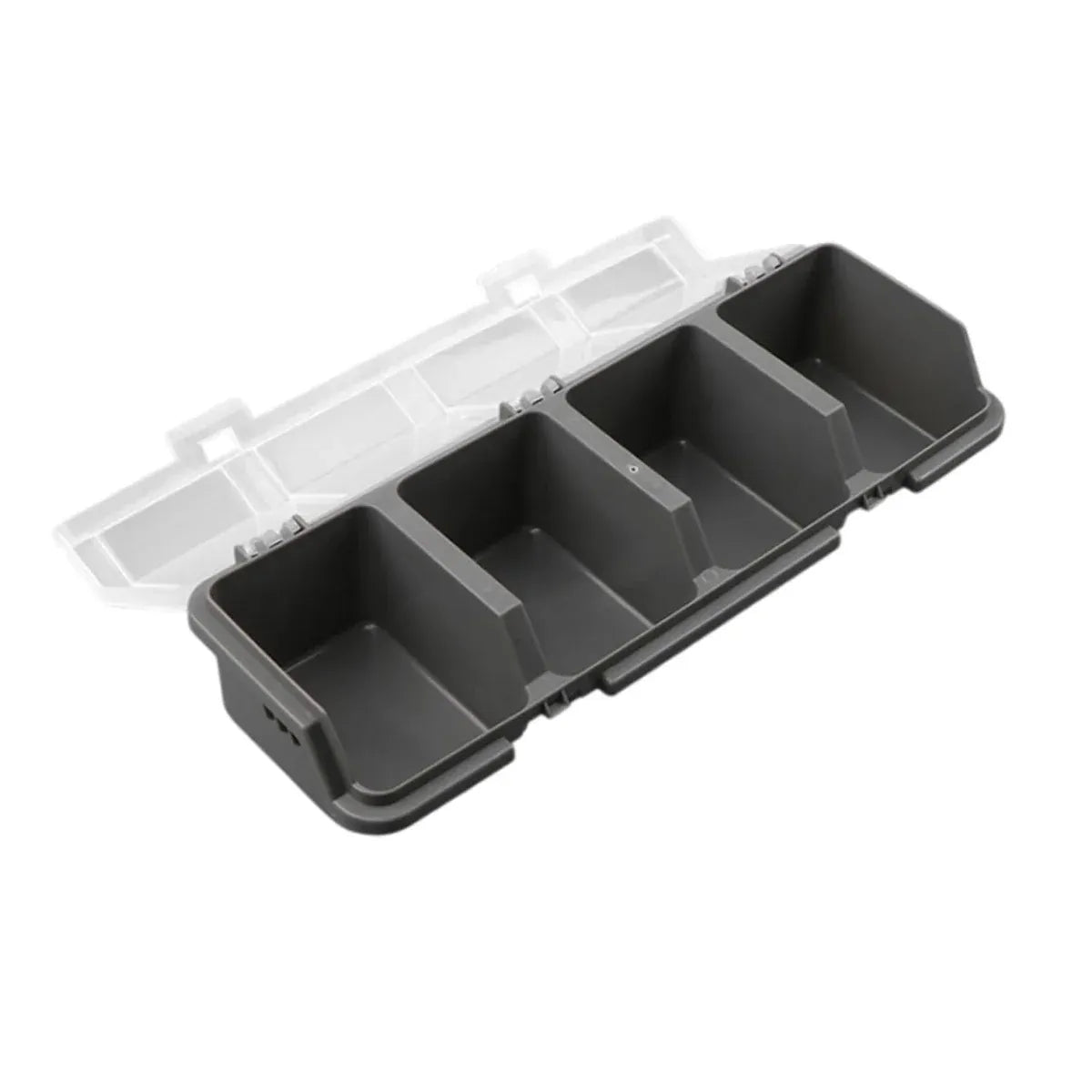 4-Grid Parts Storage Box Plastic Electronic Hardware Accessory Case with Lid ﻿ - Grey