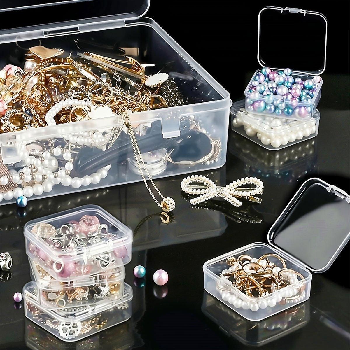 31PCS Plastic Home Storage Box Transparent Desktop Organizer Jewelry Beads Box