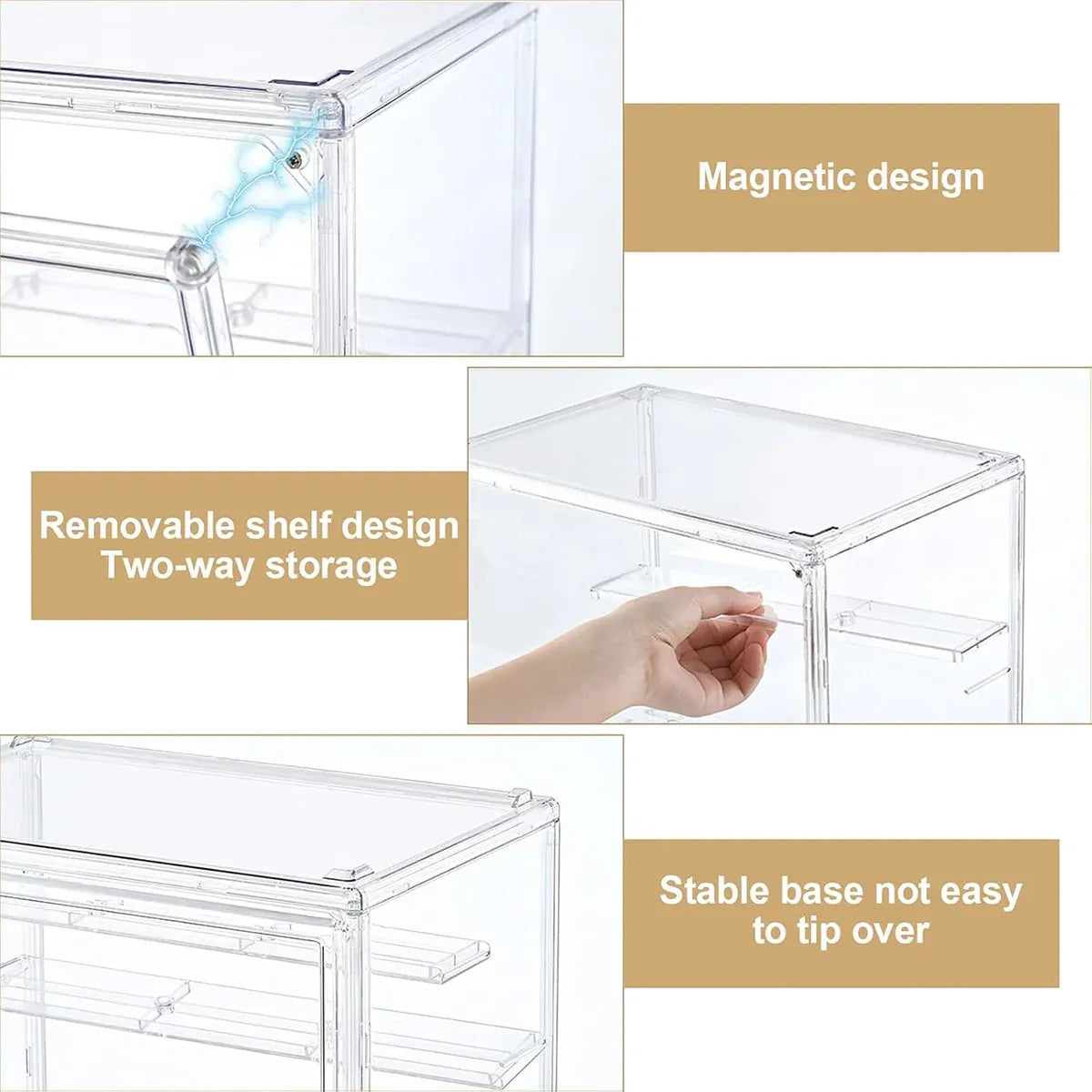 Dustproof Transparent PET Figure Display Box 3 Tier Detachable for Collection