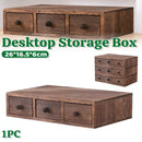 Wooden Riser With Drawer Desktop Storage Shelf Organizer For Office Supplies