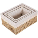 3pcs Rattan Storage Basket Woven Fabric Grass Basket for Home Organiser Decor