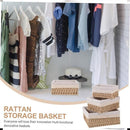3pcs Rattan Storage Basket Woven Fabric Grass Basket for Home Organiser Decor