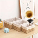 3pcs Rattan Storage Basket Woven Fabric Grass Basket for Home Organiser Decor