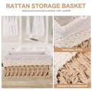 3pcs Rattan Storage Basket Woven Fabric Grass Basket for Home Organiser Decor