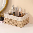 3pcs Rattan Storage Basket Woven Fabric Grass Basket for Home Organiser Decor