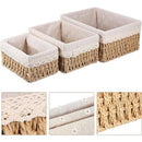 3pcs Rattan Storage Basket Woven Fabric Grass Basket for Home Organiser Decor