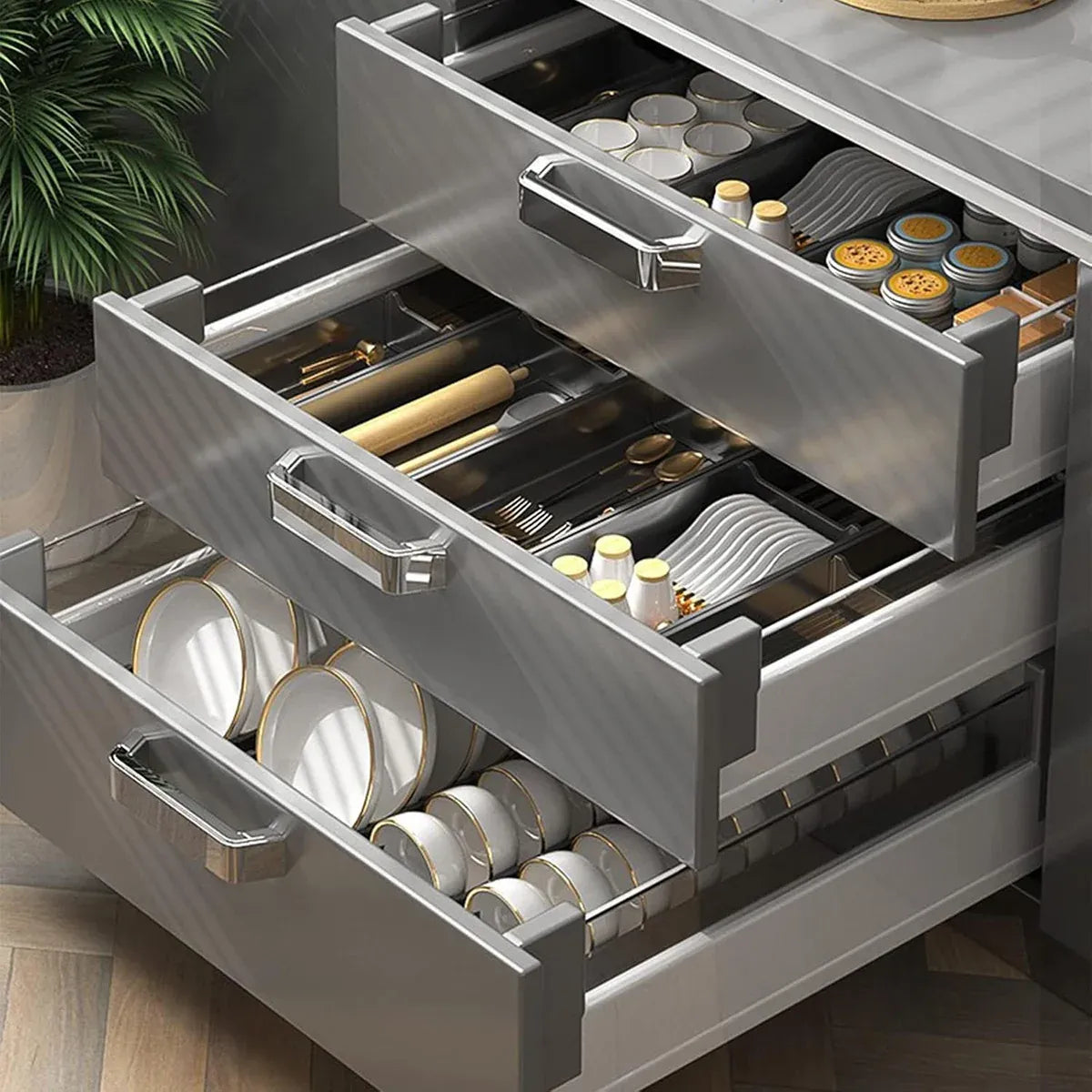 Kitchen Cabinet Drawer Cutlery Tray Utensil Organiser Insert Divider Storage - 46x10cm