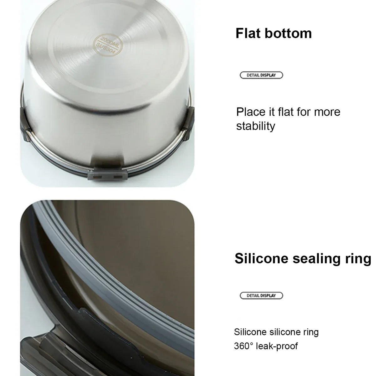 Stainless Steel Box Set 4pcs Sealed Lunch Food Container Refrigerator Use