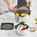 Stainless Steel Box Set 4pcs Sealed Lunch Food Container Refrigerator Use