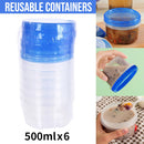 6PCS Reusable Food Storage Box Set Freezer Containers Lunch Prep Refrigerator