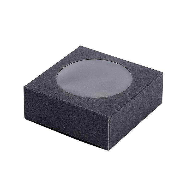 50PCS Handmade Soap Paper Box Round Window Kraft Black White Candy Biscuit Box - Khaki-50pcs 10*10*2.4CM