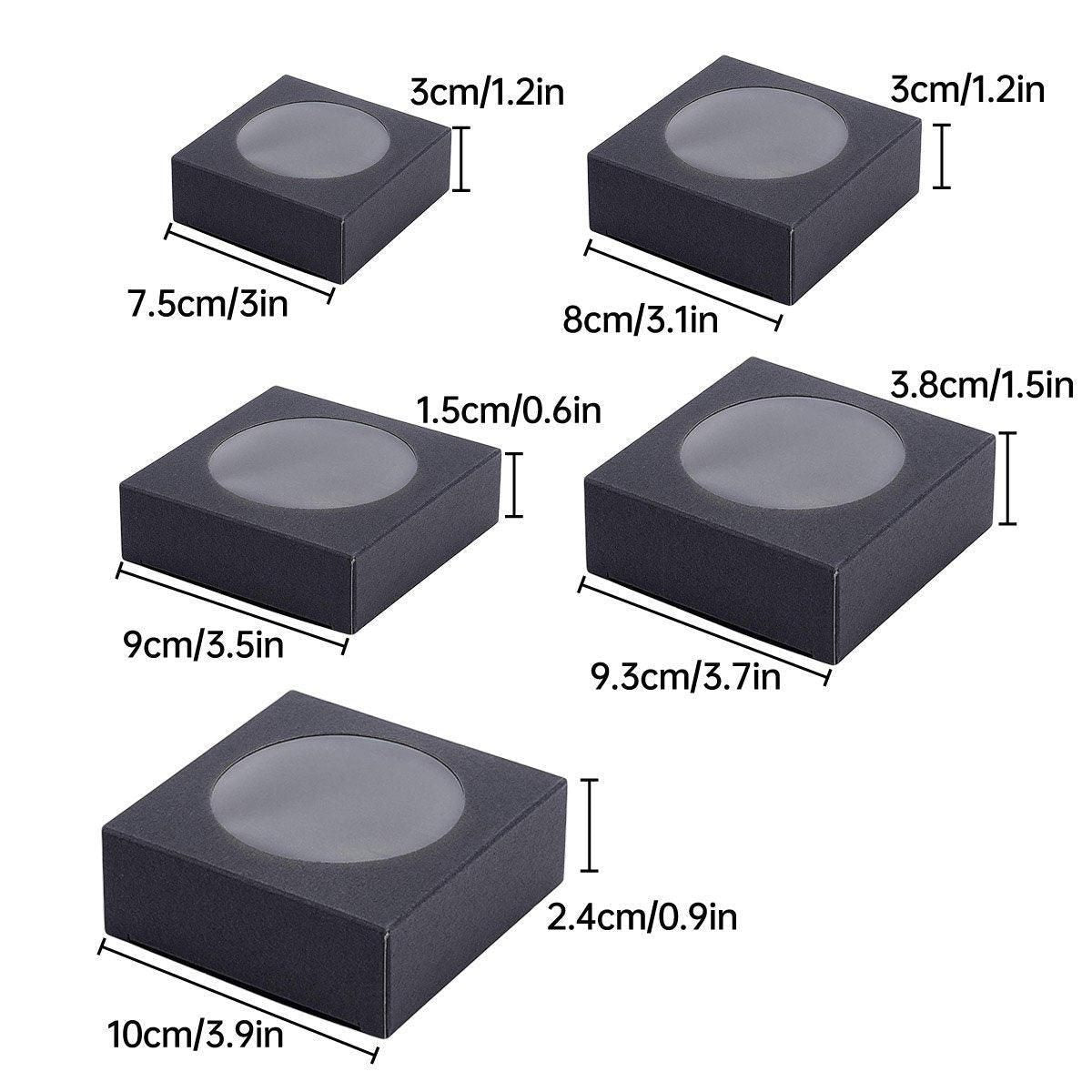 50PCS Handmade Soap Paper Box Round Window Kraft Black White Candy Biscuit Box - Khaki-50pcs 10*10*2.4CM