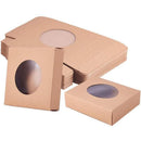 50PCS Handmade Soap Paper Box Round Window Kraft Black White Candy Biscuit Box - Khaki-50pcs 7.5*7.5*3CM