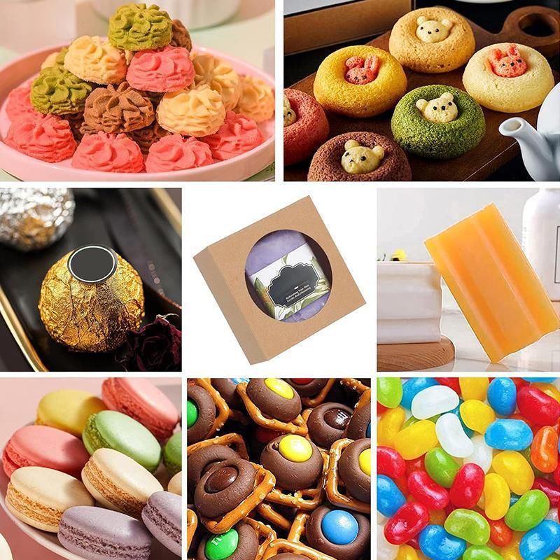 50PCS Handmade Soap Paper Box Round Window Kraft Black White Candy Biscuit Box - Khaki-50pcs 7.5*7.5*3CM
