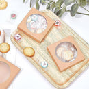 50PCS Handmade Soap Paper Box Round Window Kraft Black White Candy Biscuit Box - Khaki-50pcs 7.5*7.5*3CM