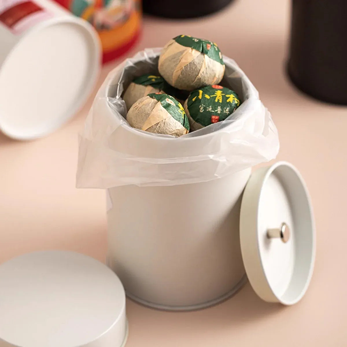 5 Piece Airtight Tea and Coffee Tin Set - White