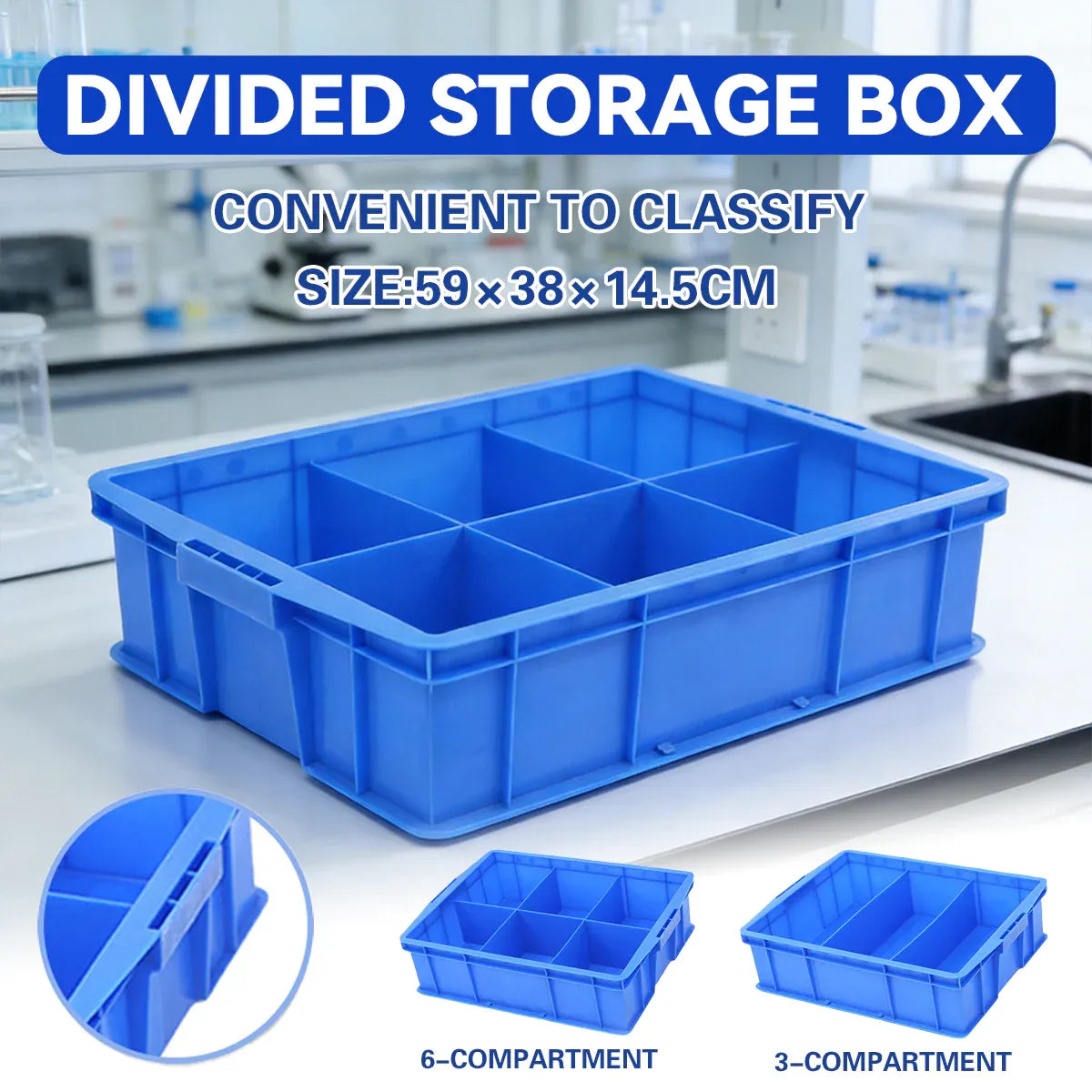 Thickened Plastic Storage Box 3/6 Compartments Storage Box for Hardware Tools - 6Compartment