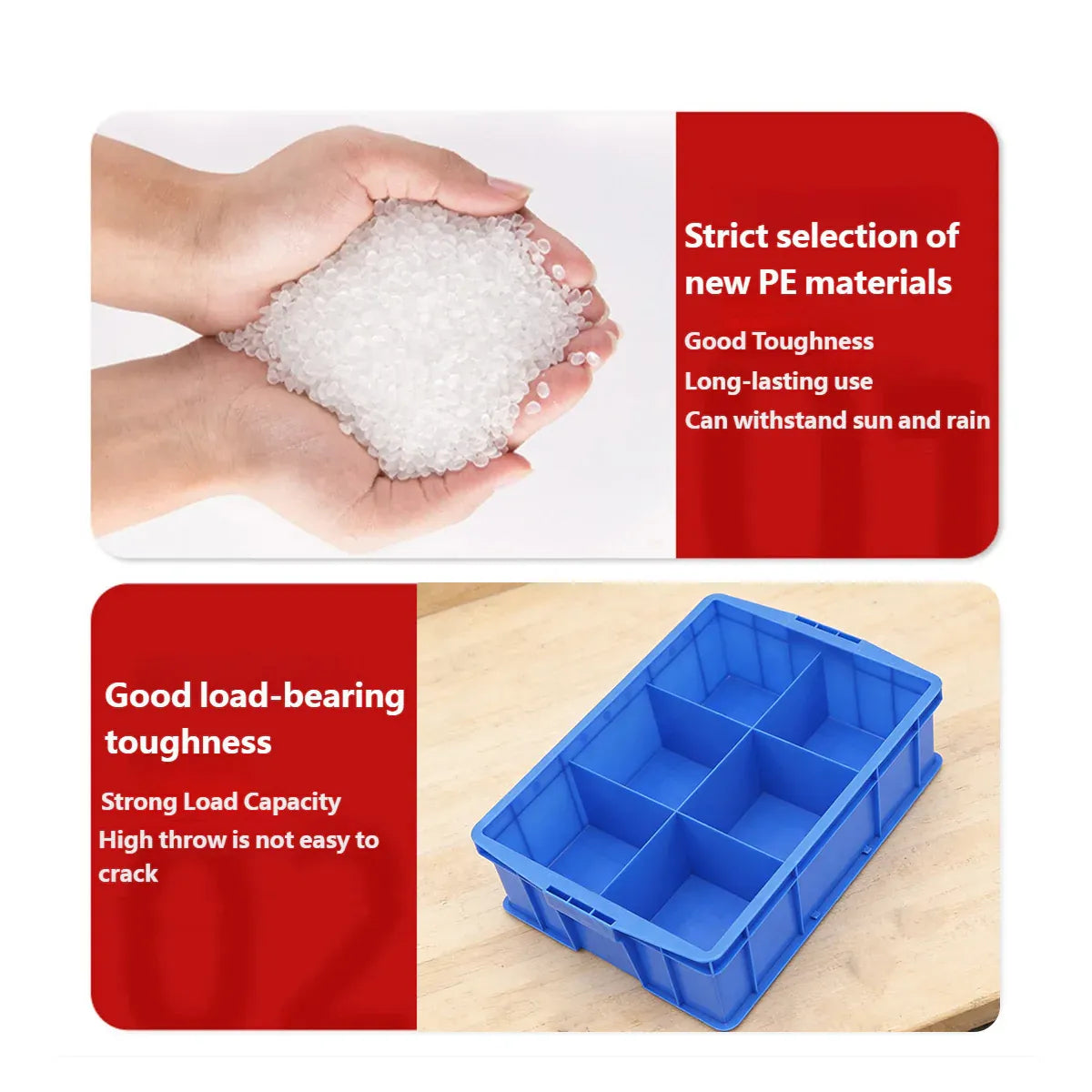 Thickened Plastic Storage Box 3/6 Compartments Storage Box for Hardware Tools - 6Compartment