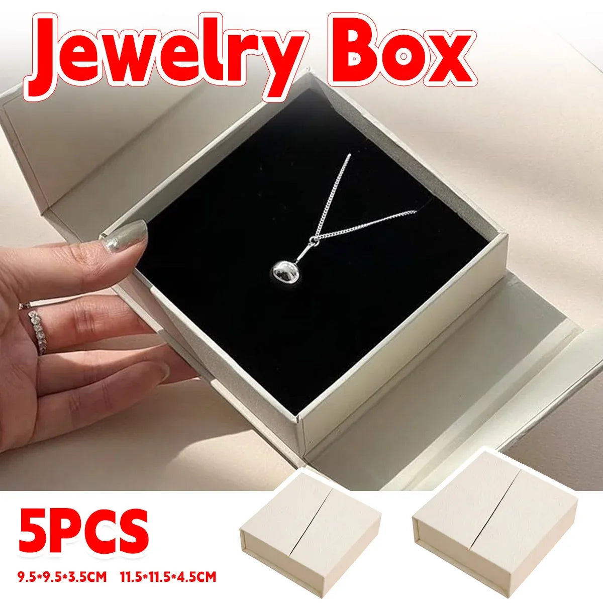 5Pcs Jewelry Gift Box Necklace Earring Ring Packaging For Wedding Party Present - 11.5x11.5x4.5cm