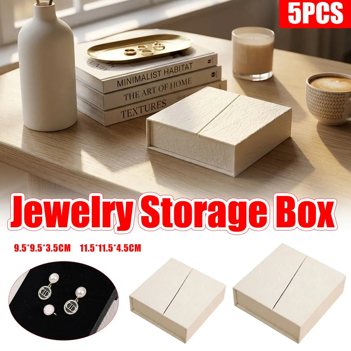 5Pcs Jewelry Gift Box Necklace Earring Ring Packaging For Wedding Party Present - 11.5x11.5x4.5cm