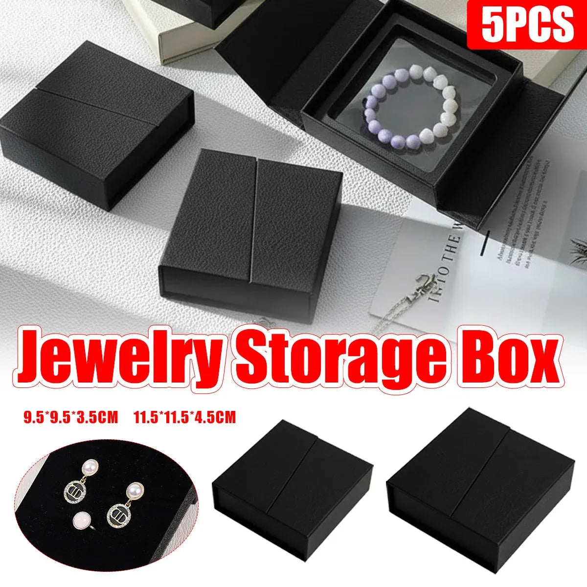 5 Pack Jewellery Gift Box With Insert Necklace Ring Earring Storage Box - 11.5x11.5x4.5cm