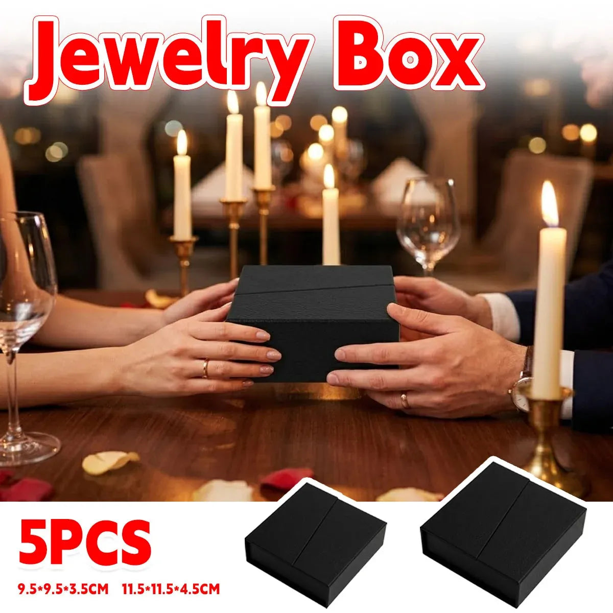 5 Pack Jewellery Gift Box With Insert Necklace Ring Earring Storage Box - 11.5x11.5x4.5cm