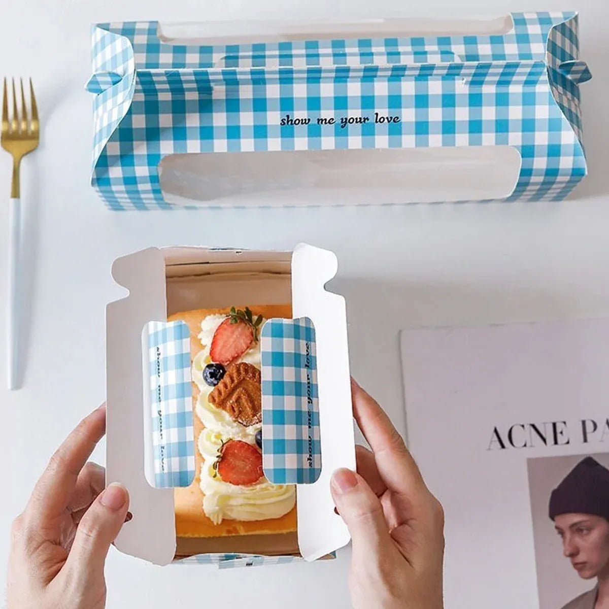 20PCS Handheld Dessert Packaging Boxes with Window for Cakes Cookies - 16 x 9 x 14.7cm