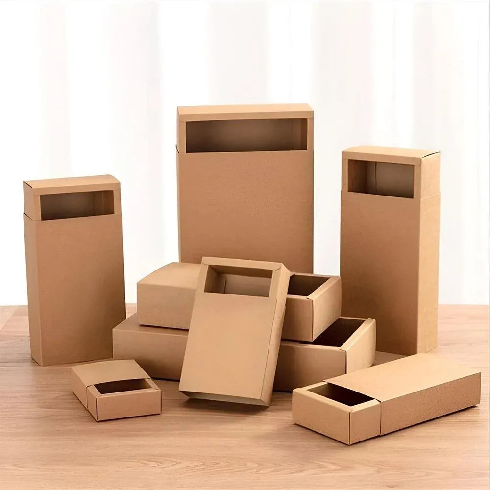 Kraft Paper Drawer Box Packaging Gift Storage Organiser Small Kraft Boxes - 20.5x15.5x4cm