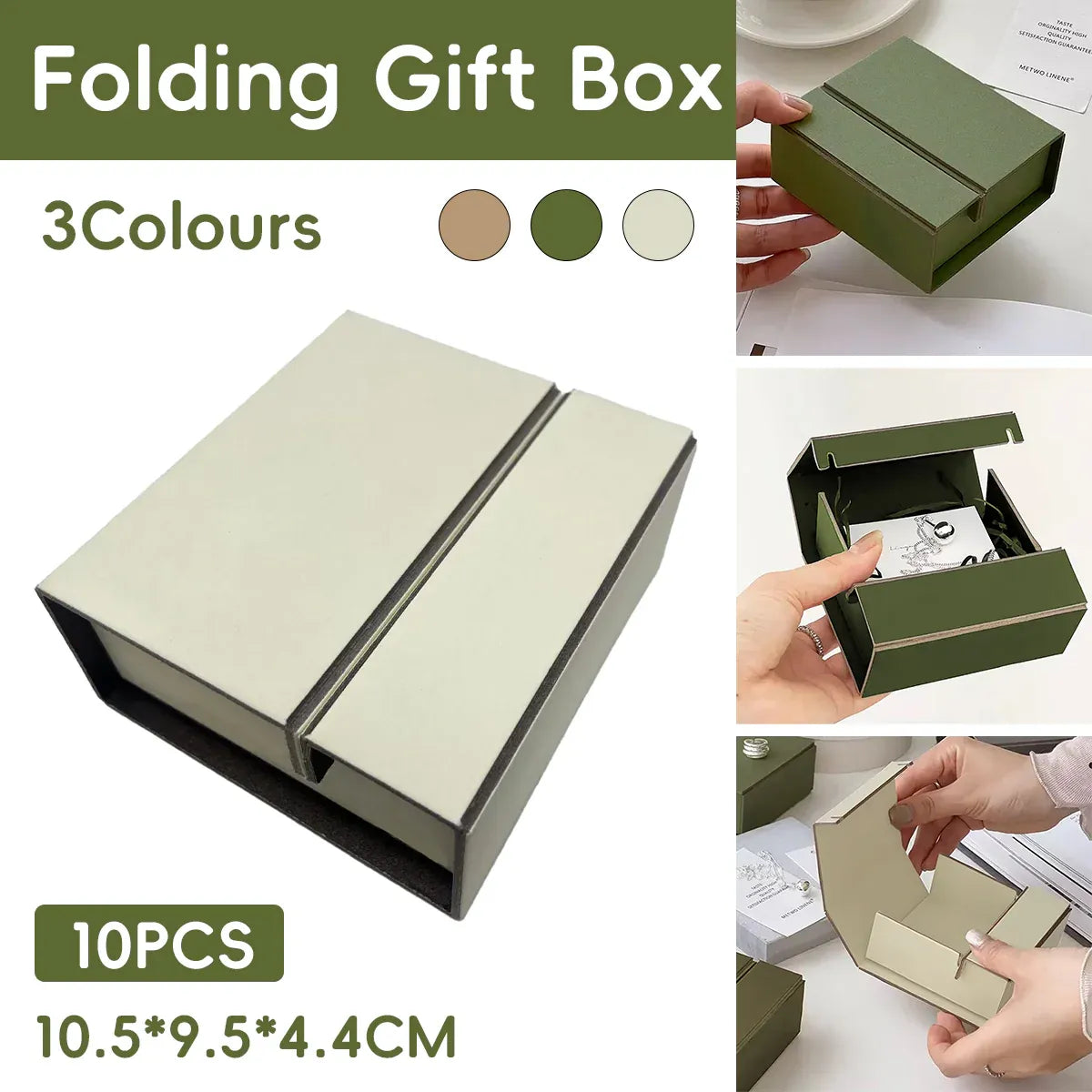 10PCS Folding Gift Boxes 3Colours for Birthday Wedding Party Durable Decorative - Kraft