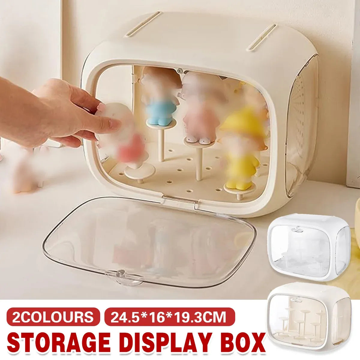 Doll Storage Box Display Rack Space Capsule For Doll Collection Organization - Cream White