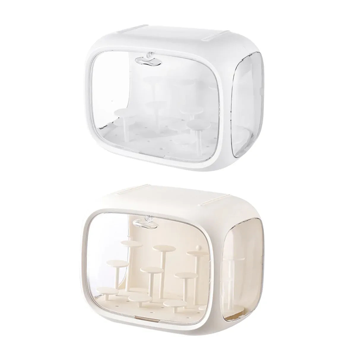 Doll Storage Box Display Rack Space Capsule For Doll Collection Organization - Cream White