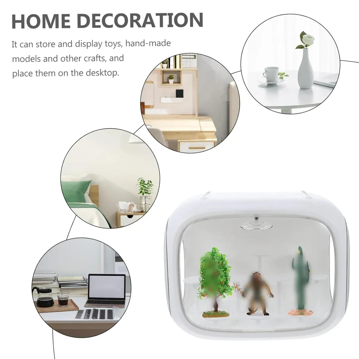 Doll Storage Box Display Rack Space Capsule For Doll Collection Organization - Cream White