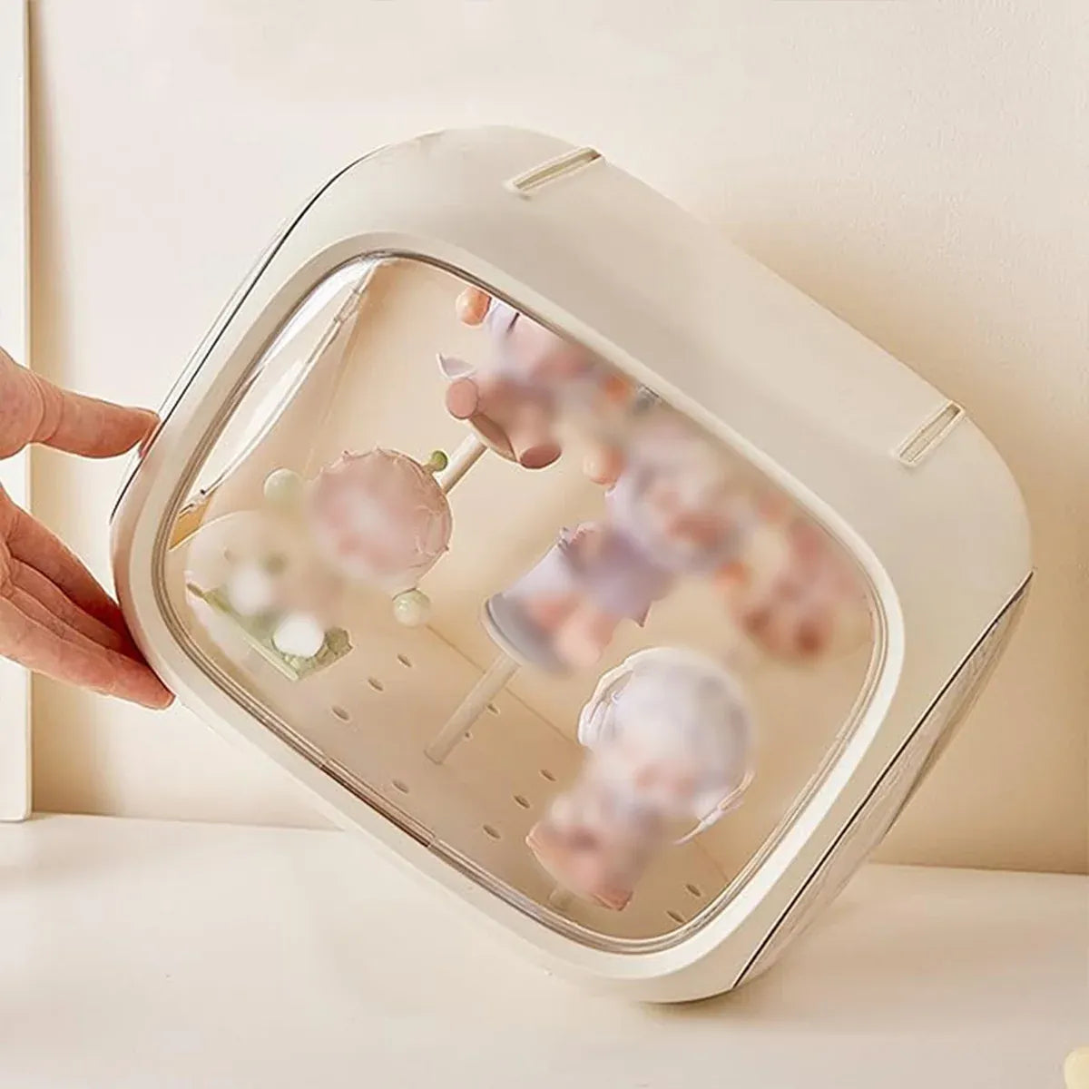 Doll Storage Box Display Rack Space Capsule For Doll Collection Organization - Cream White