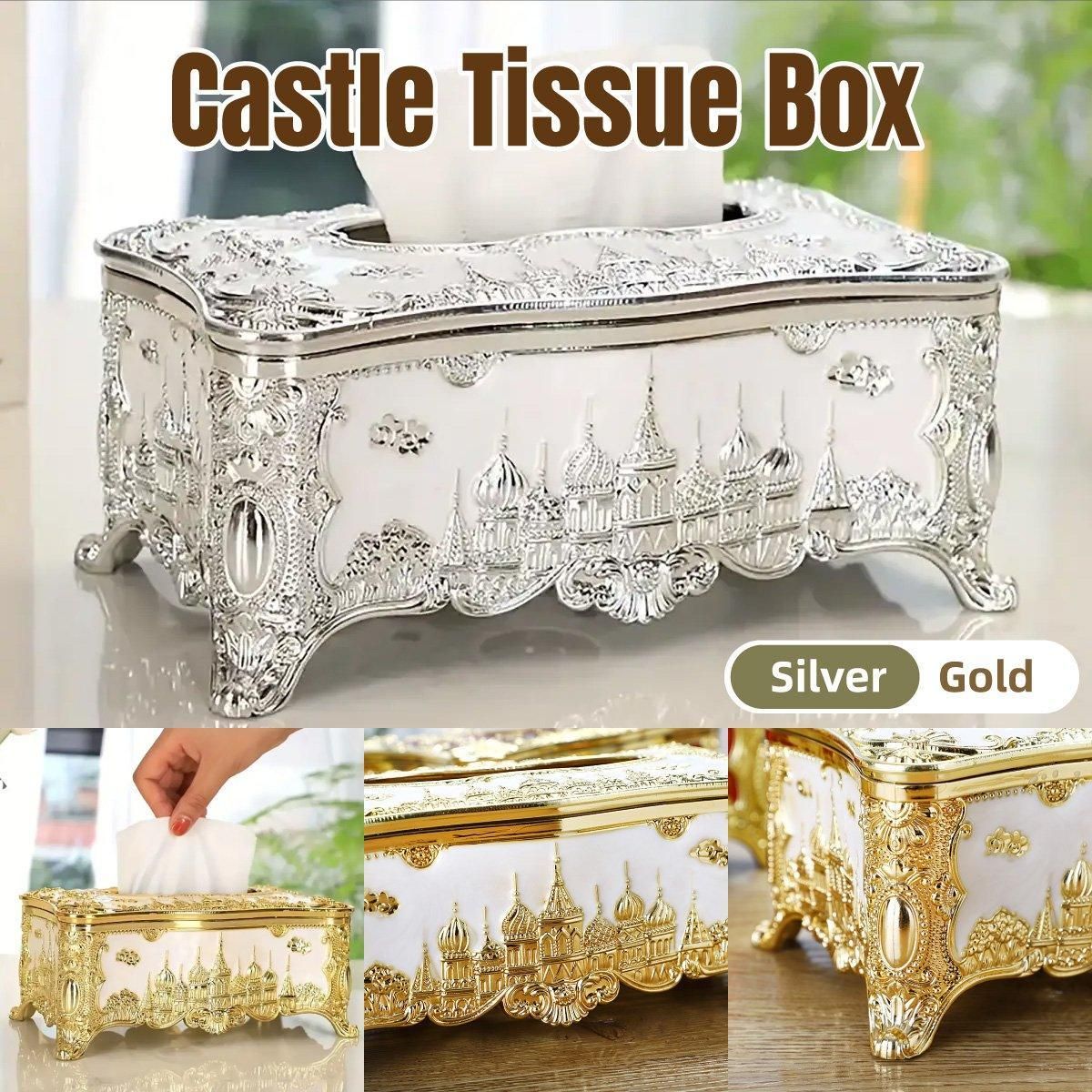Small Napkin Tissue Box Creative Plastic Desktop Paper Holder Compact Design - Silver