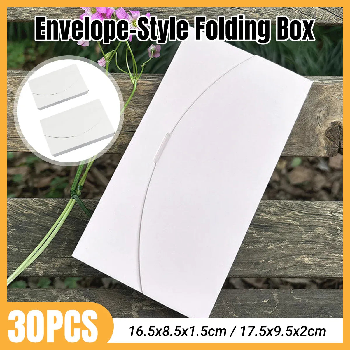30PCS Envelope Style Folding Box White Cardboard for Mail Wedding Party Favors - 17.5x9.5x2cm